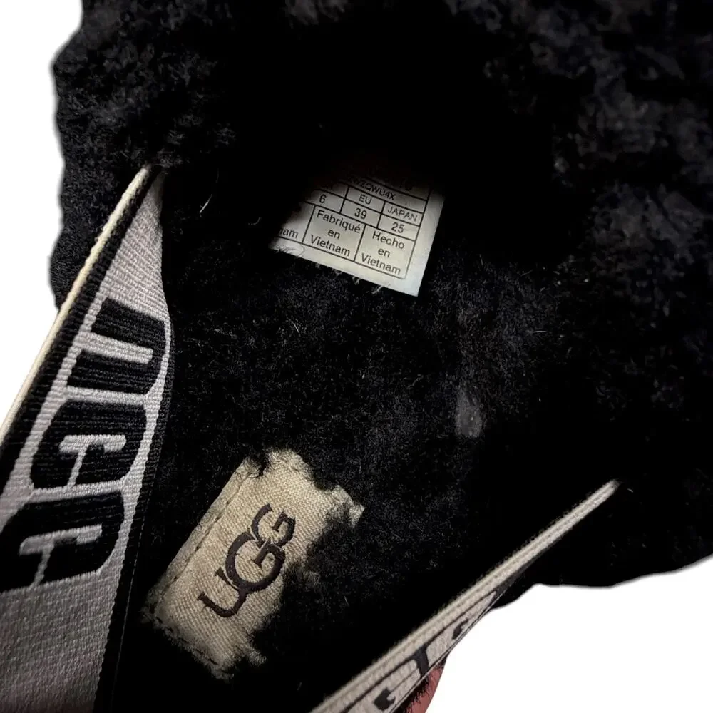 Ugg Fluff Yeah Womens 8 Black Slippers Slides Sandals Fluffy Casual $120 Retail